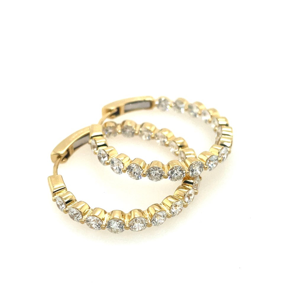 18kt Yellow Gold Inside Out Diamond Hoops