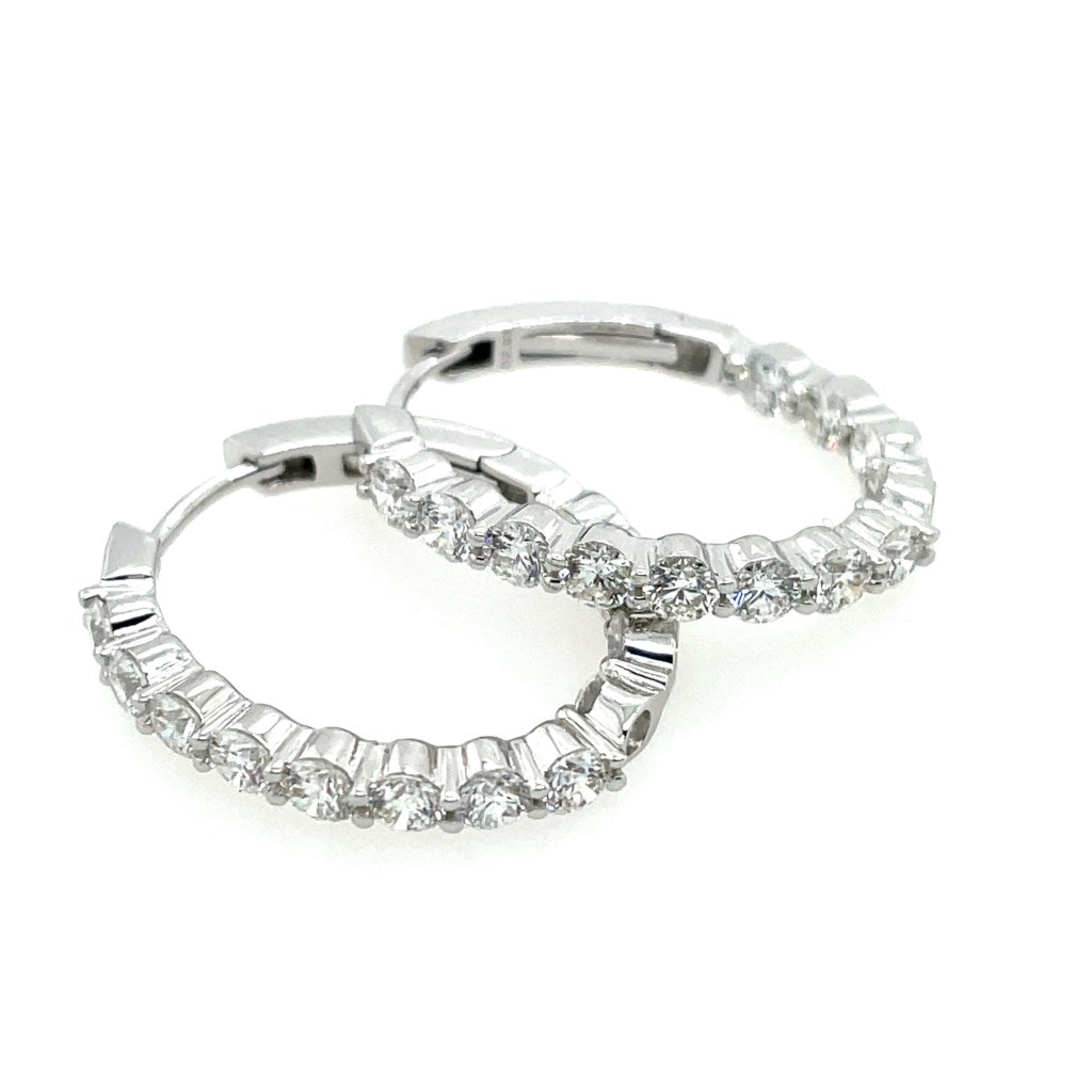 18kt White Gold And Diamond Hoop Earrings