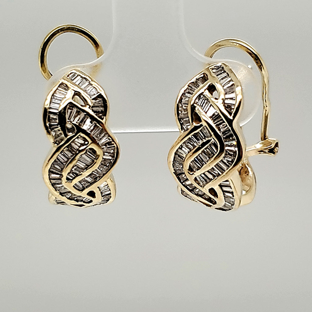 14kt Yellow Gold Baguette Cut Diamond Earrings