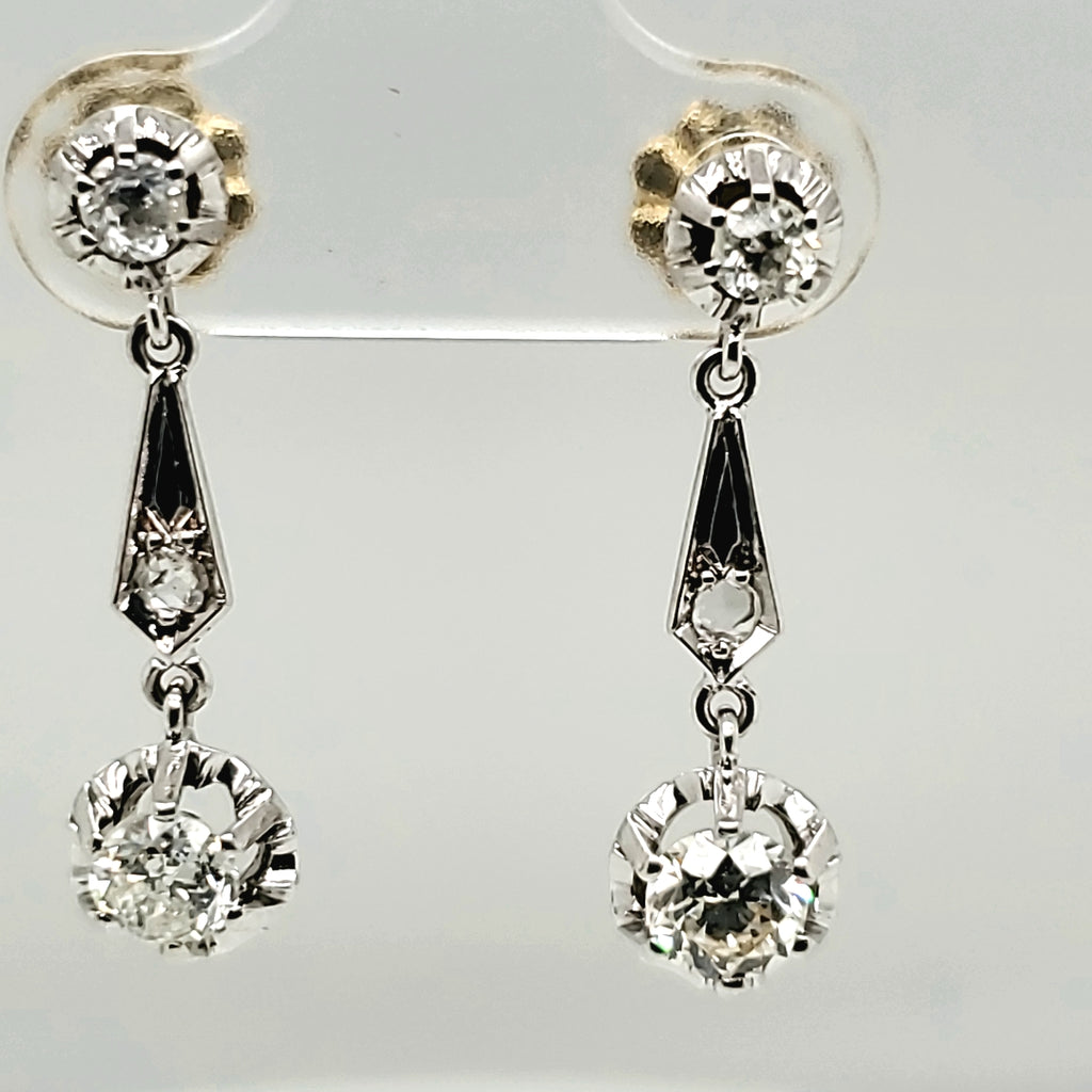 Vintage Platinum & Diamond Earrings