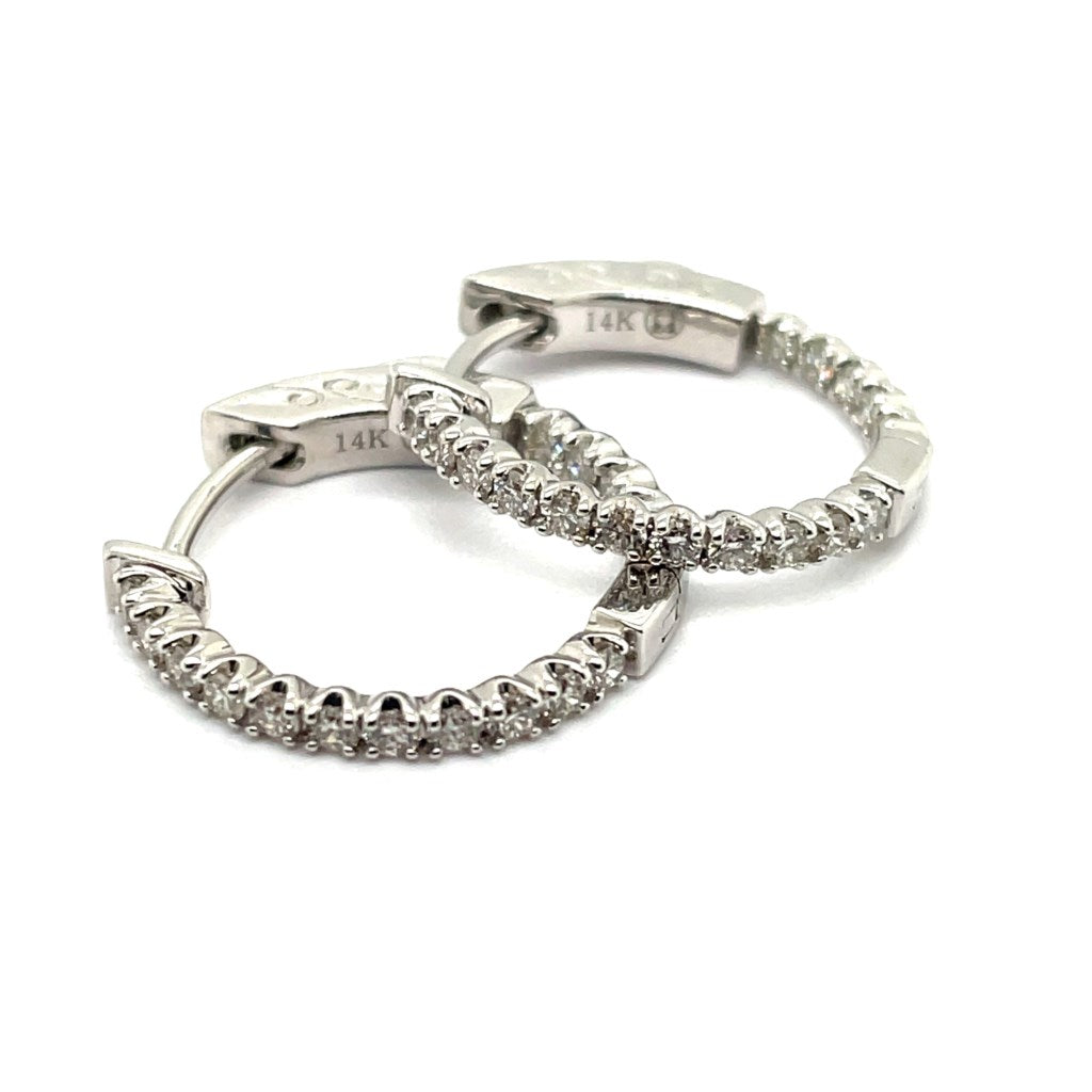 14kt White Gold 0.51Ctw Inside Out Diamond Hoop Earrings