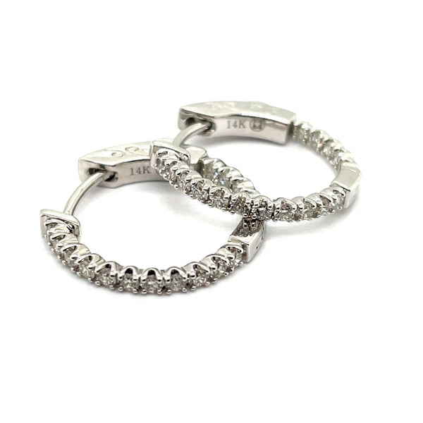 14kt White Gold 0.51Ctw Inside Out Diamond Hoop Earrings