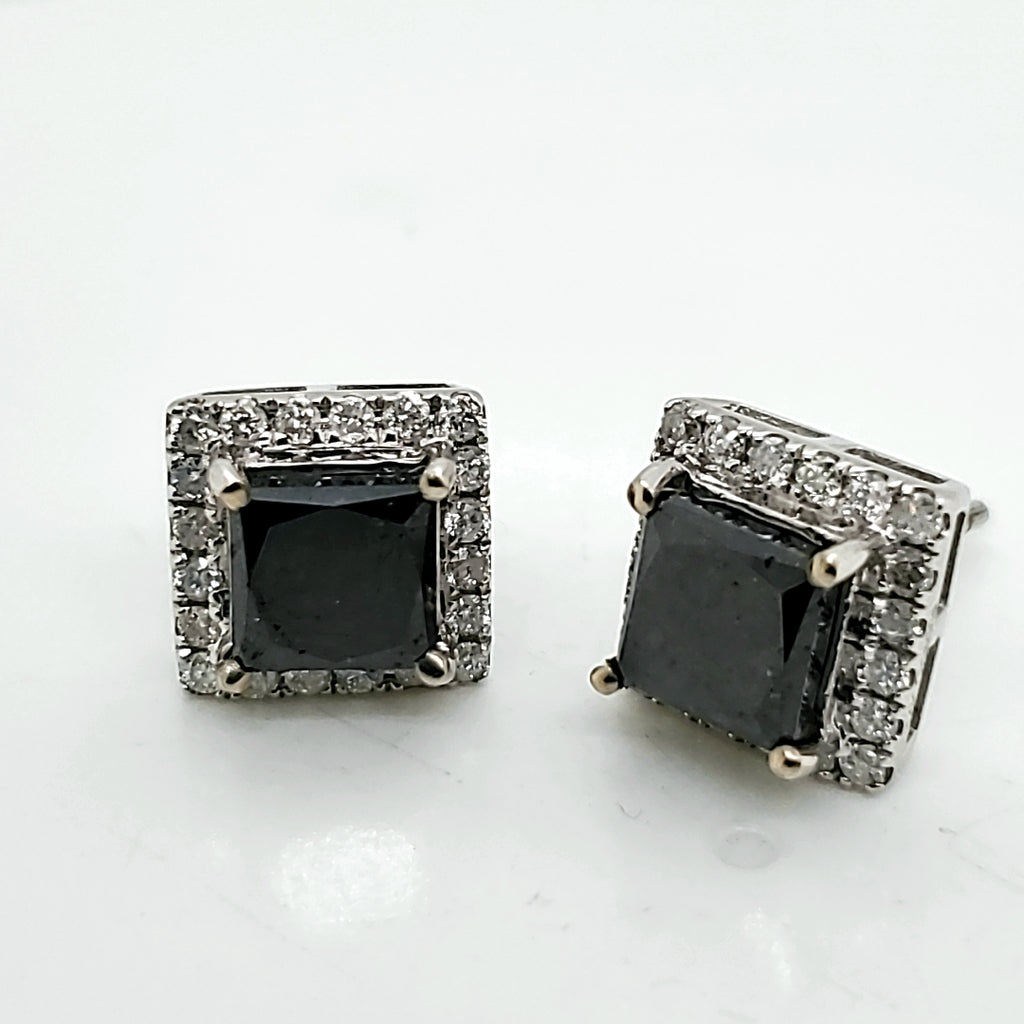 14kt White Gold Black and White Diamond Earrings