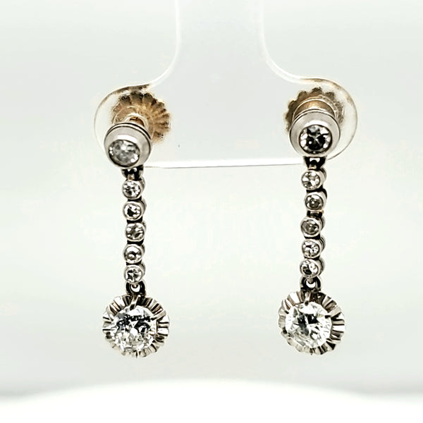 Vintage Platinum and Diamond Dangle Earrings