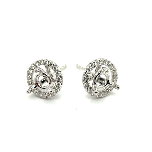 14kt White Gold 6.0Mm Earring Mountings And Diamond Jacket Combo