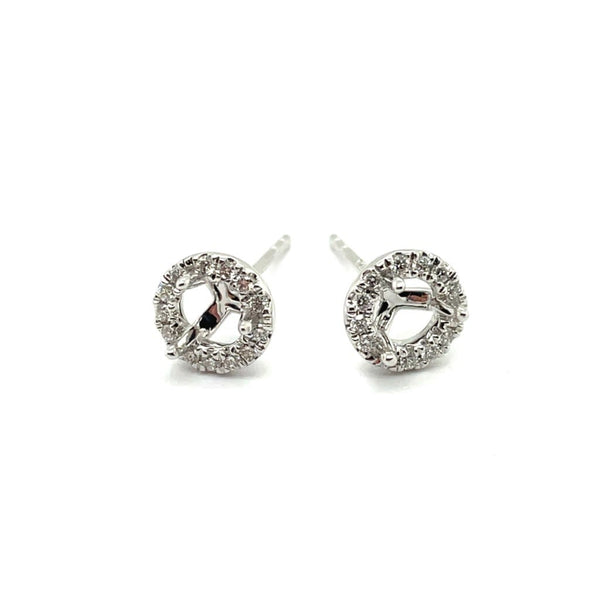 14kt White Gold 4.5mm Round Shape Diamond Stud Earring Mountings