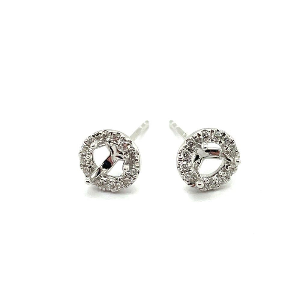 14kt White Gold 4.5mm Round Shape Diamond Stud Earring Mountings