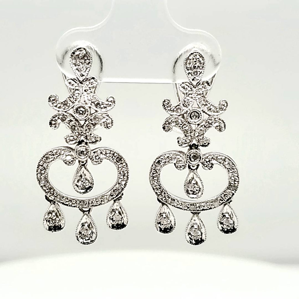 14Kt White Gold Diamond Chandelier Earrings