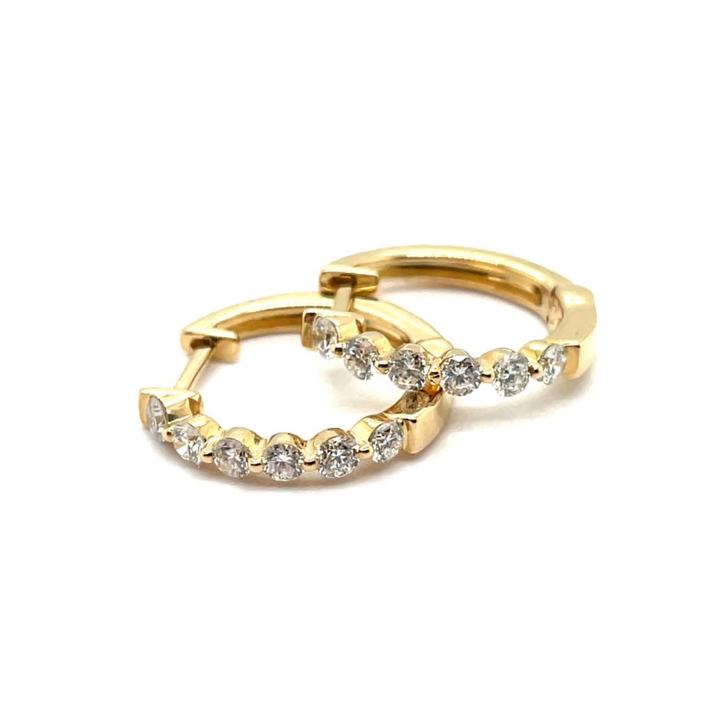 14kt Yellow Gold 0.48Ctw Diamond Huggie Hoop Earrings