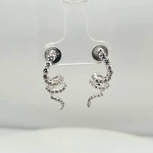 14kt White Gold and Diamond Spiral Design Earrings