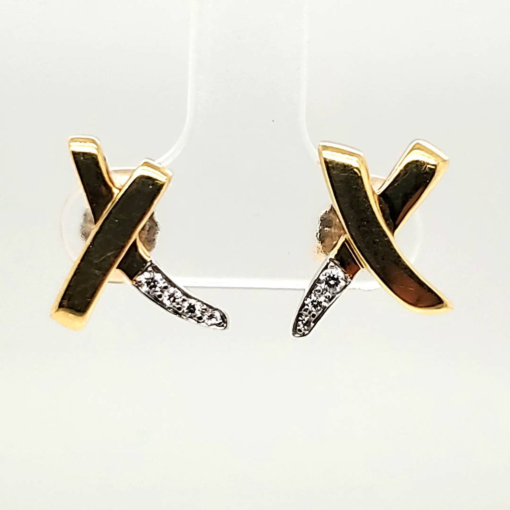 Pre - Owned 18kt Yellow Gold and Diamond Paloma Picasso Tiffany and Co Earrings