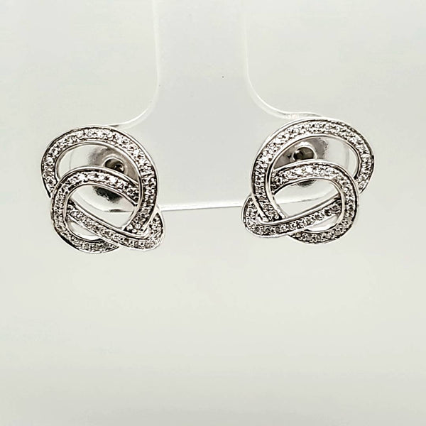 18kt White Gold and Diamond Love Knot Earrings