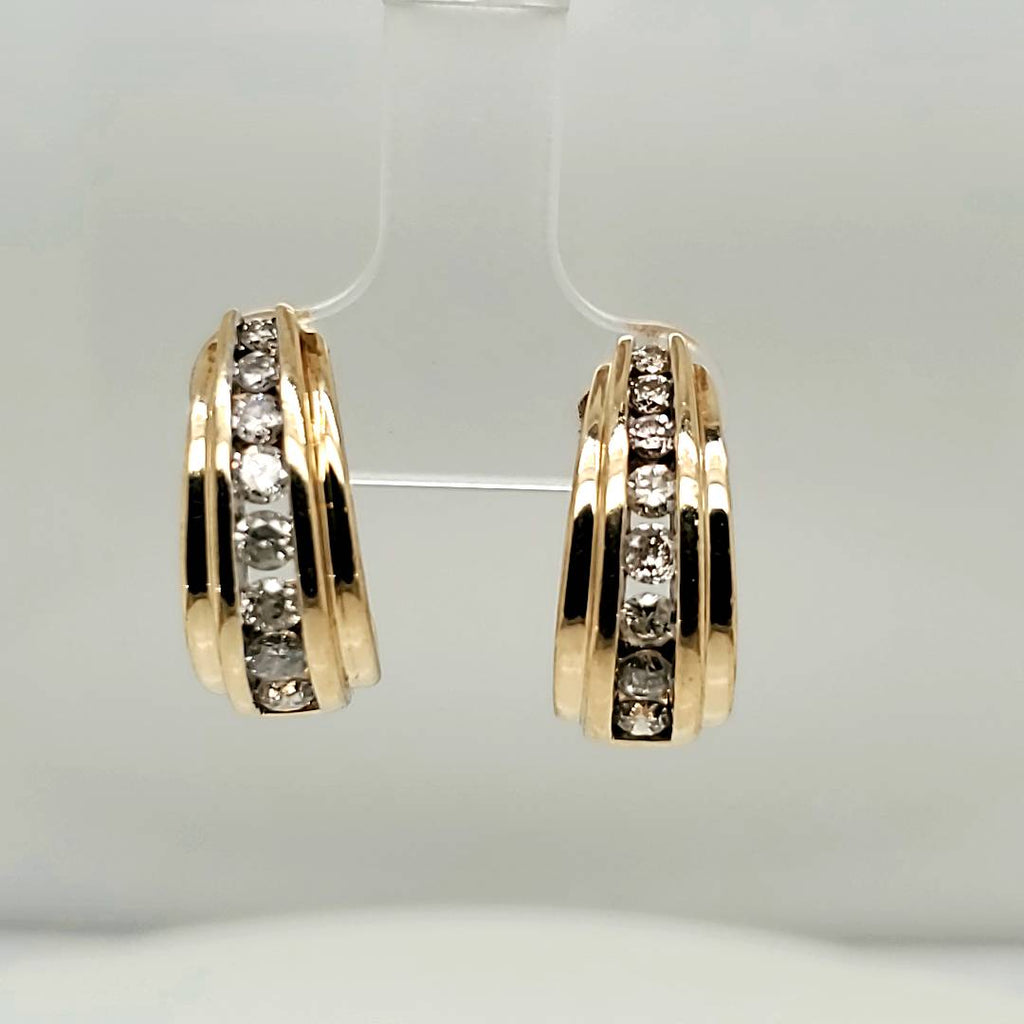 10kt Yellow Gold Diamond Hoop Earrings