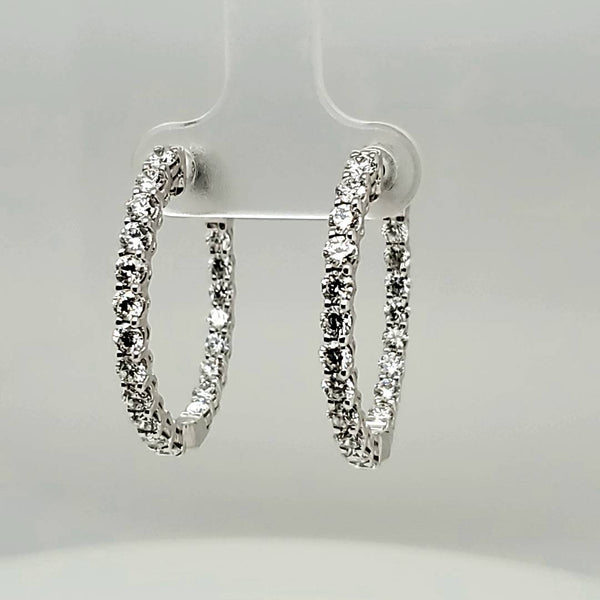 14kt White Gold Inside Outside Diamond Hoop Earrings