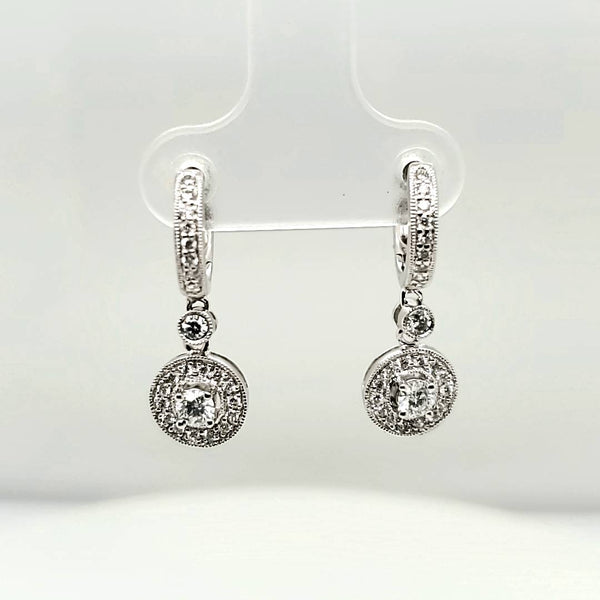 14kt White Gold Diamond Dangle Earrings