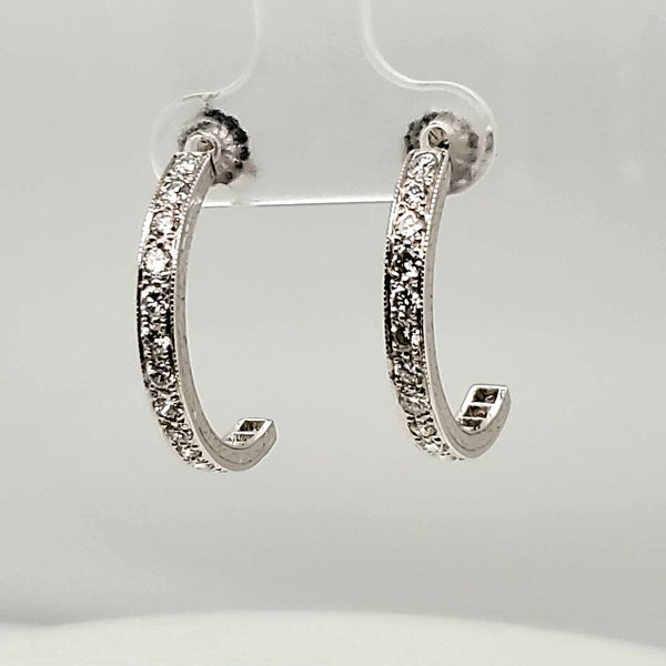 Diamond And Platinum Half Hoop Earrings