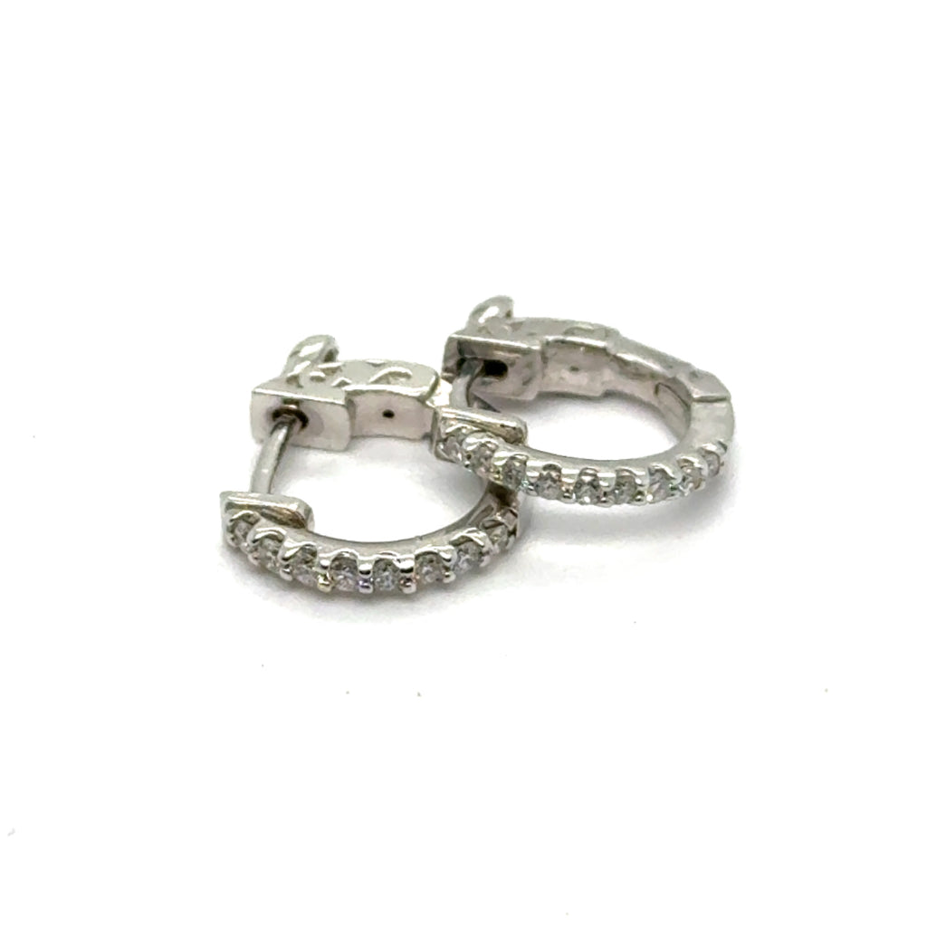 14kt White Gold And 0.24Ctw Diamond Huggie Hoop Earrings