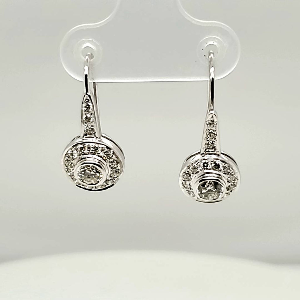 14kt White Gold Diamond Dangle Earrings