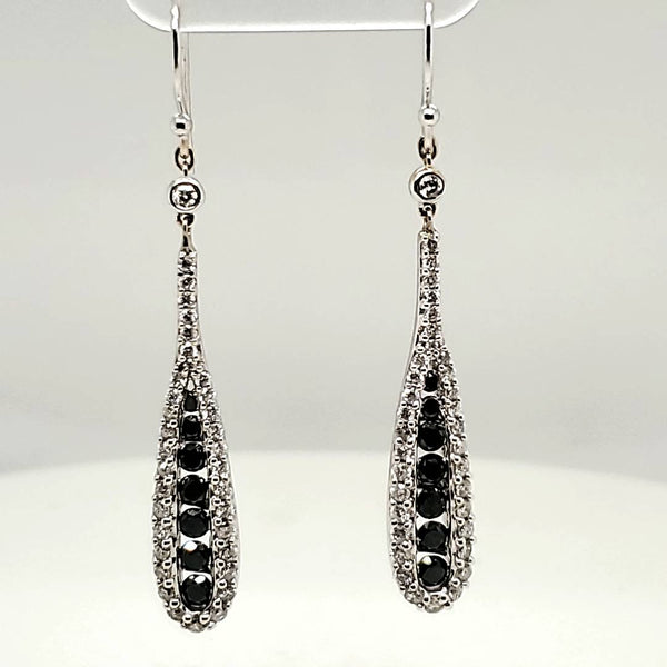 14kt White Gold Black and White Diamond Earrings