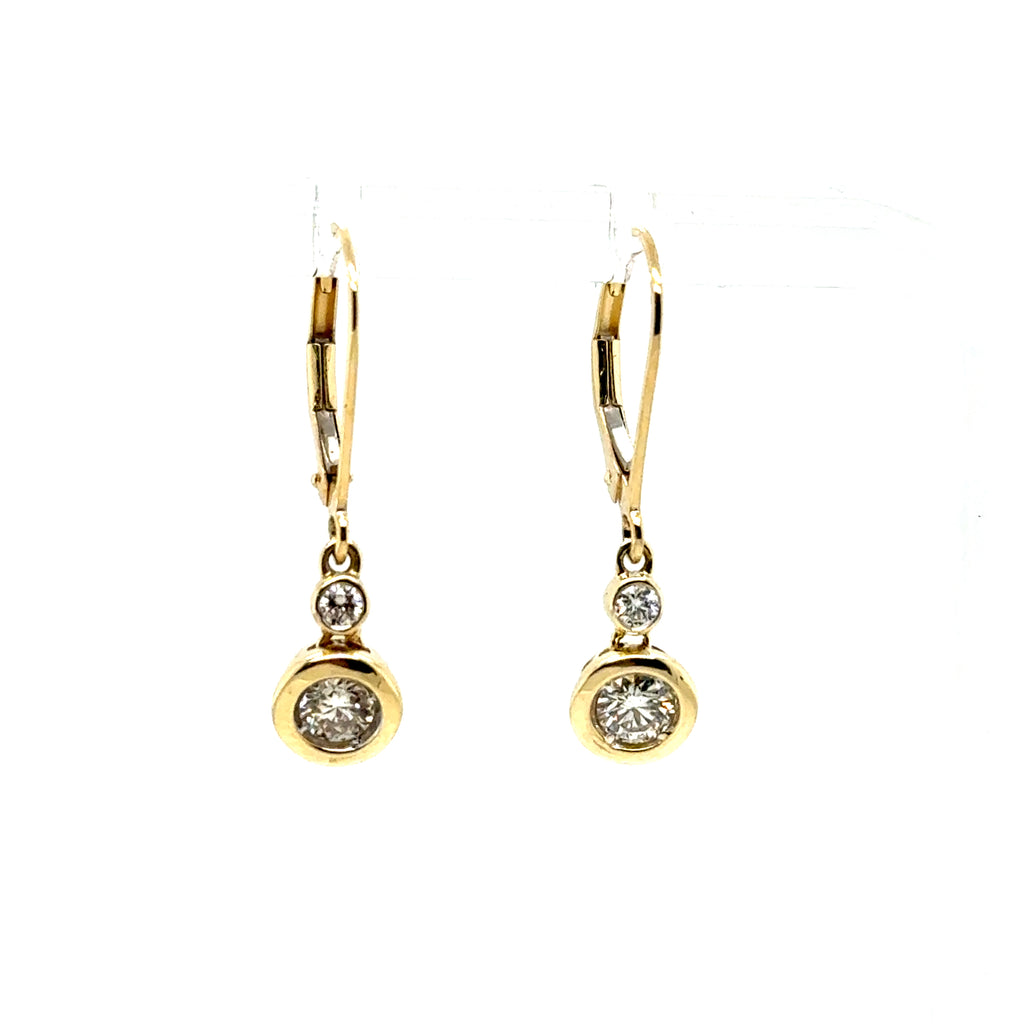 14kt Yellow Gold 0.49Ctw Bezel Drop Diamond Earrings