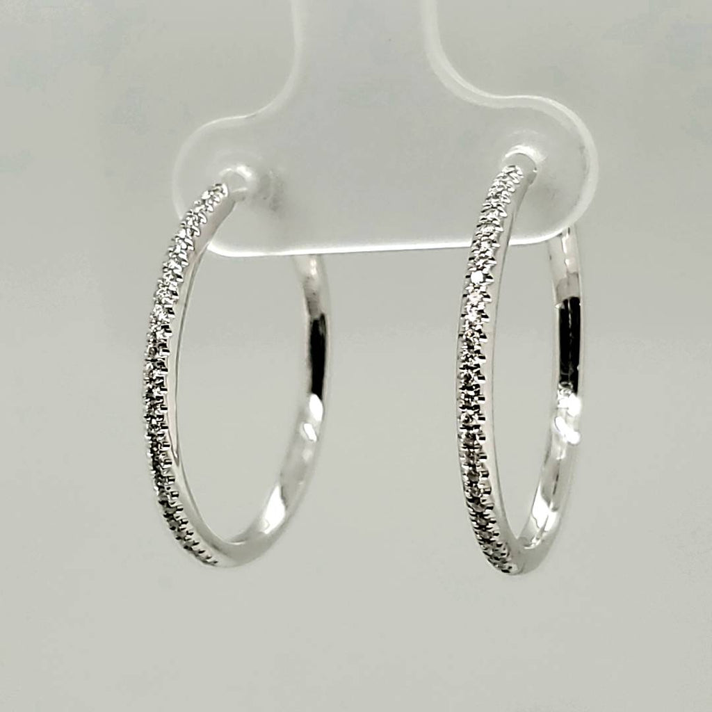 14kt White Gold Diamond Hoop Earrings