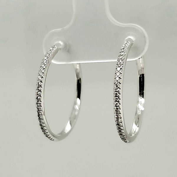 14kt White Gold Diamond Hoop Earrings