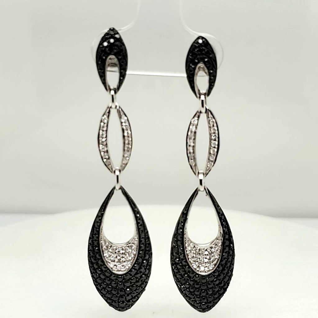 14kt White Gold Black and White Diamond Earrings