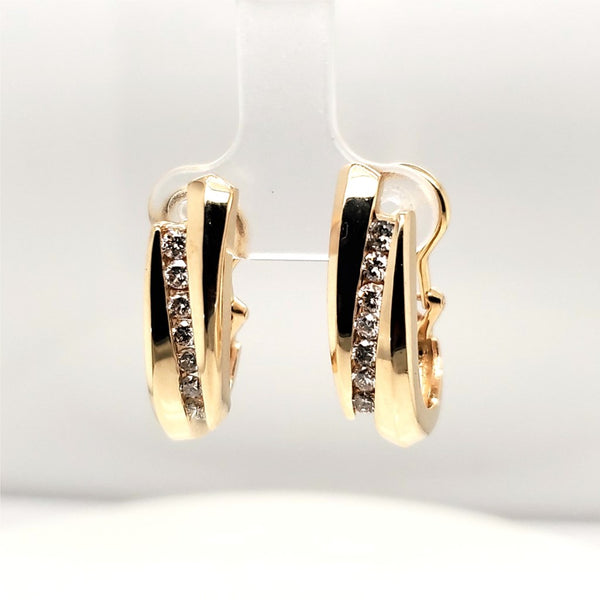 14Kt Yellow Gold Half Hoop Diamond Earrings