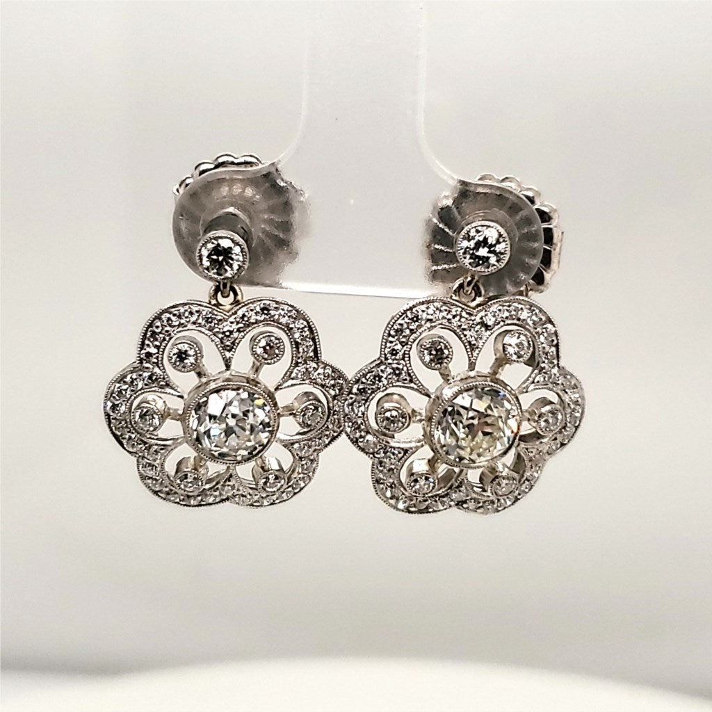 Edwardian Inspired Platinum and Diamond Earrings