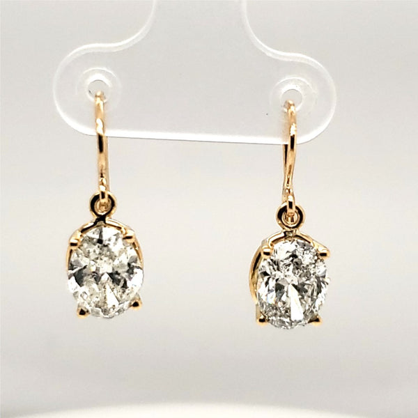 14kt Yellow Gold Oval Diamond Earrings