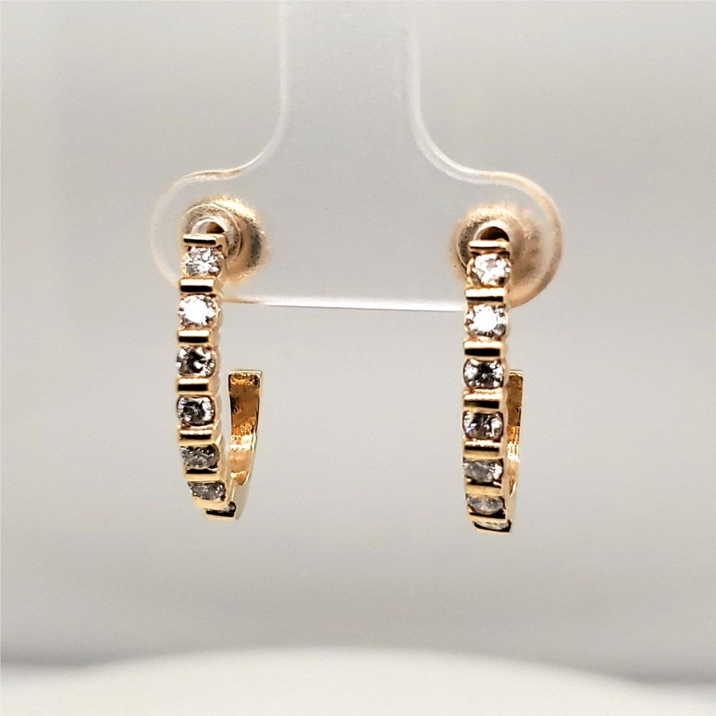 14Kt Yellow Gold Half Hoop Diamond Earrings