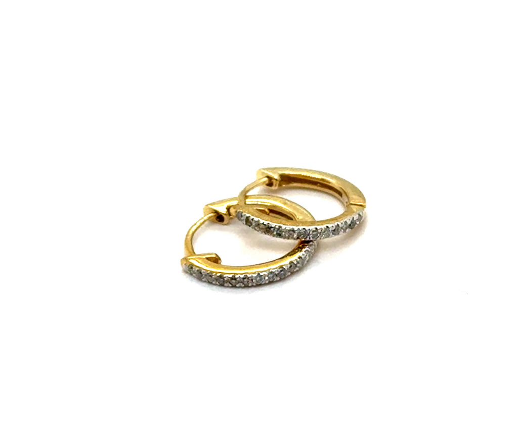 10kt Yellow Gold 0.10Ctw Diamond Huggie Hoop Earrings