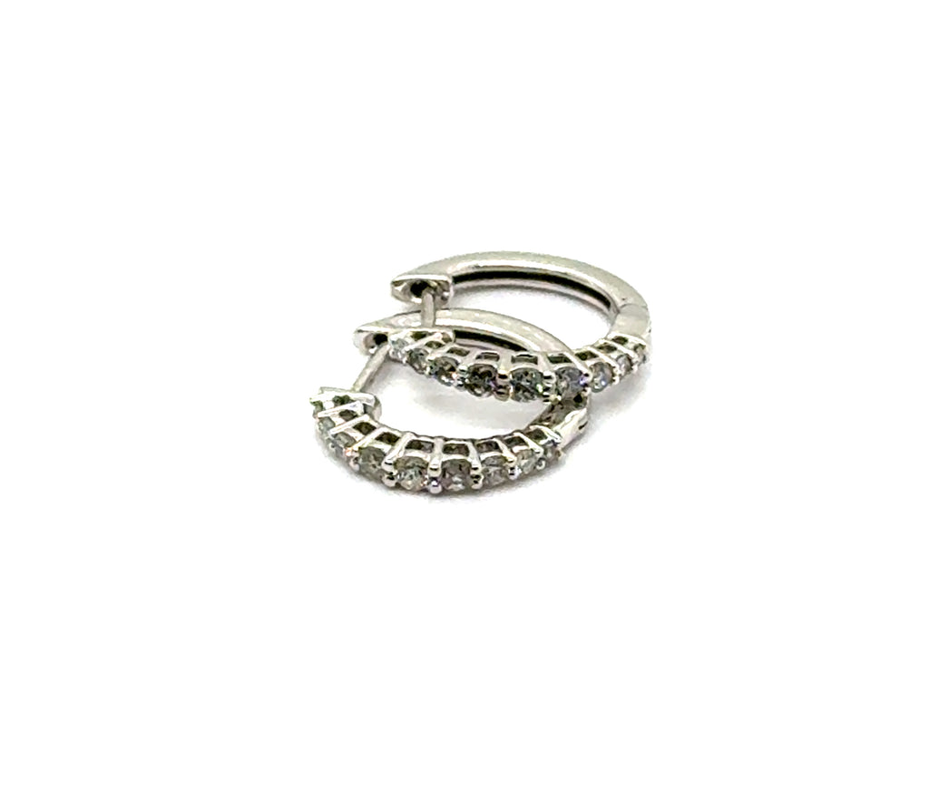 10kt White Gold 0.26Ctw Diamond Huggie Hoop Earrings