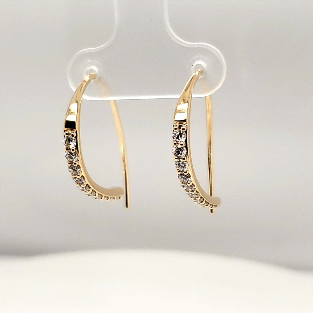 14kt Yellow Gold Diamond Icicle Hoop Earrings