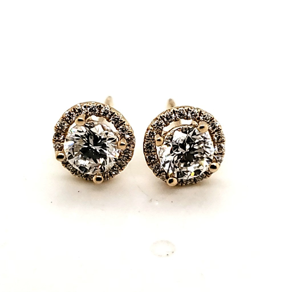 1.00 Carat Total Weight Round Diamond Stud Earrings