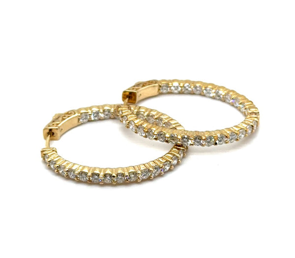 14kt Yellow Gold 3.73Ctw Diamond Inside Out Hoop Earrings