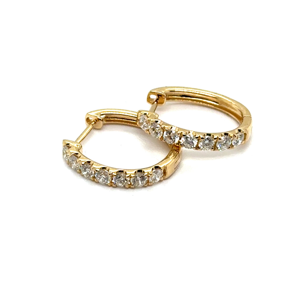 14kt Yellow Gold 0.83Ctw Diamond Huggie Hoop Earrings