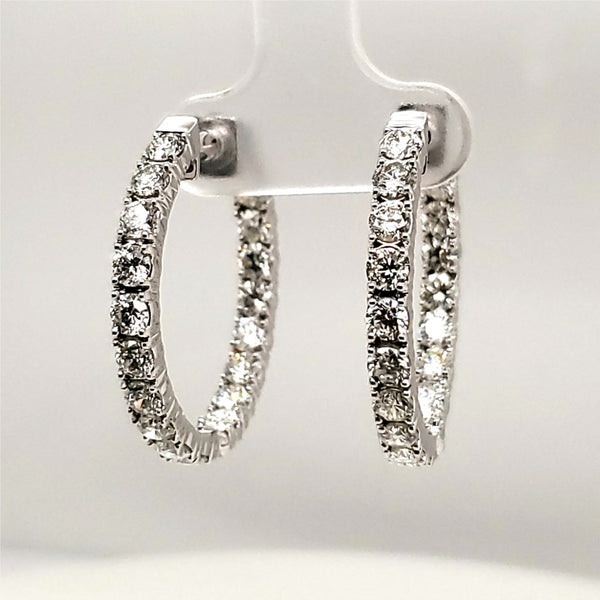 14kt White Gold Inside Outside Diamond Hoop Earrings