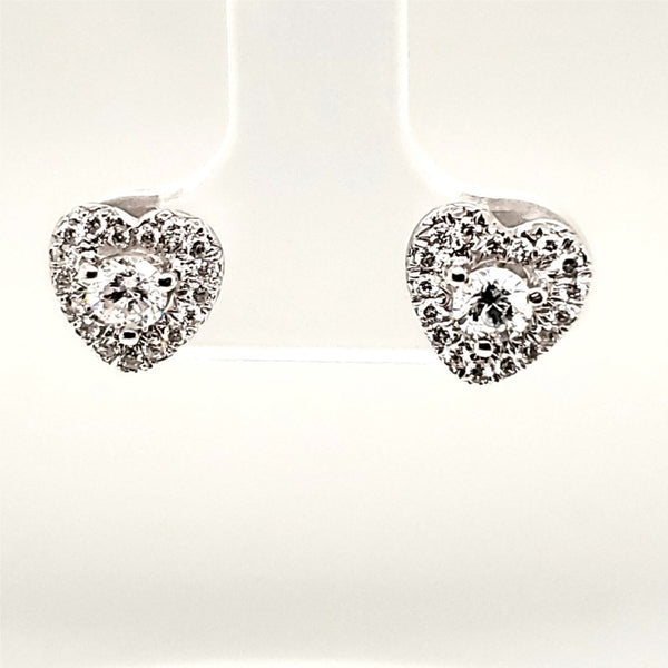 14kt White Gold Diamond Heart Stud Earrings