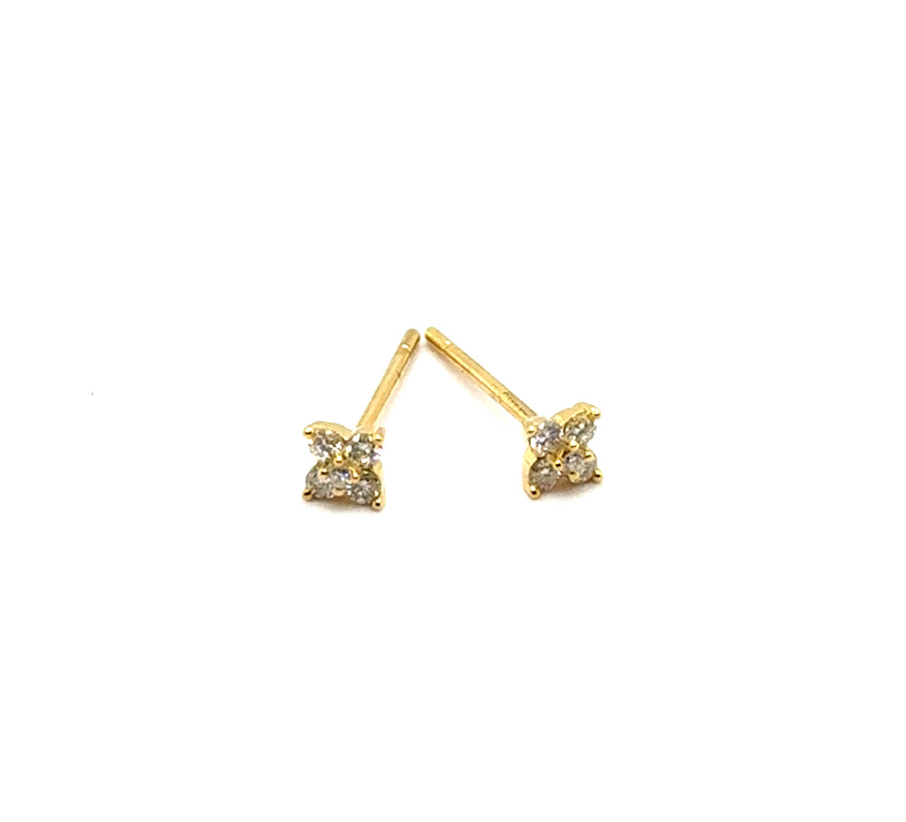 18kt Yellow Gold Floral ""X"" Pattern 0.14 Carat Total Weight Diamond Earrings