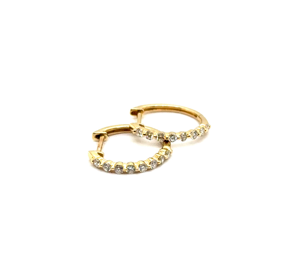 14kt Yellow Gold Shared Prong 0.31Ctw Huggie Hoop Diamond Earrings