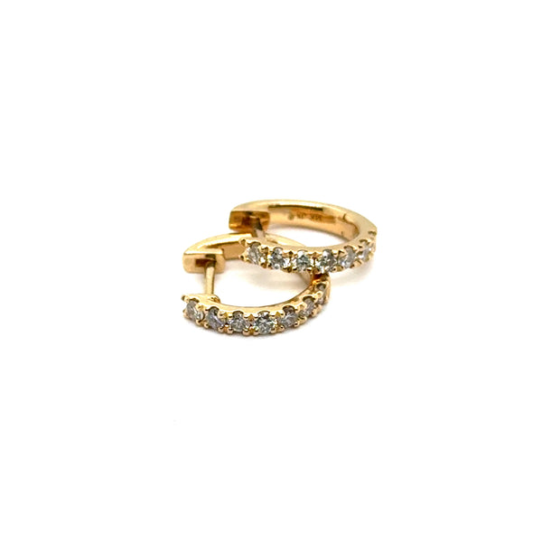 14kt Yellow Gold 0.50Ctw 13mm Huggie Hoop Diamond Earrings