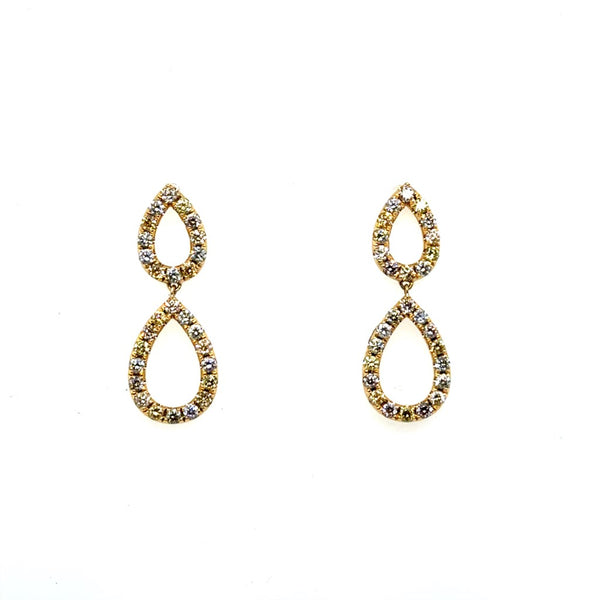 18kt Yellow Gold 1.06Ctw Tear Drop Diamond Earrings