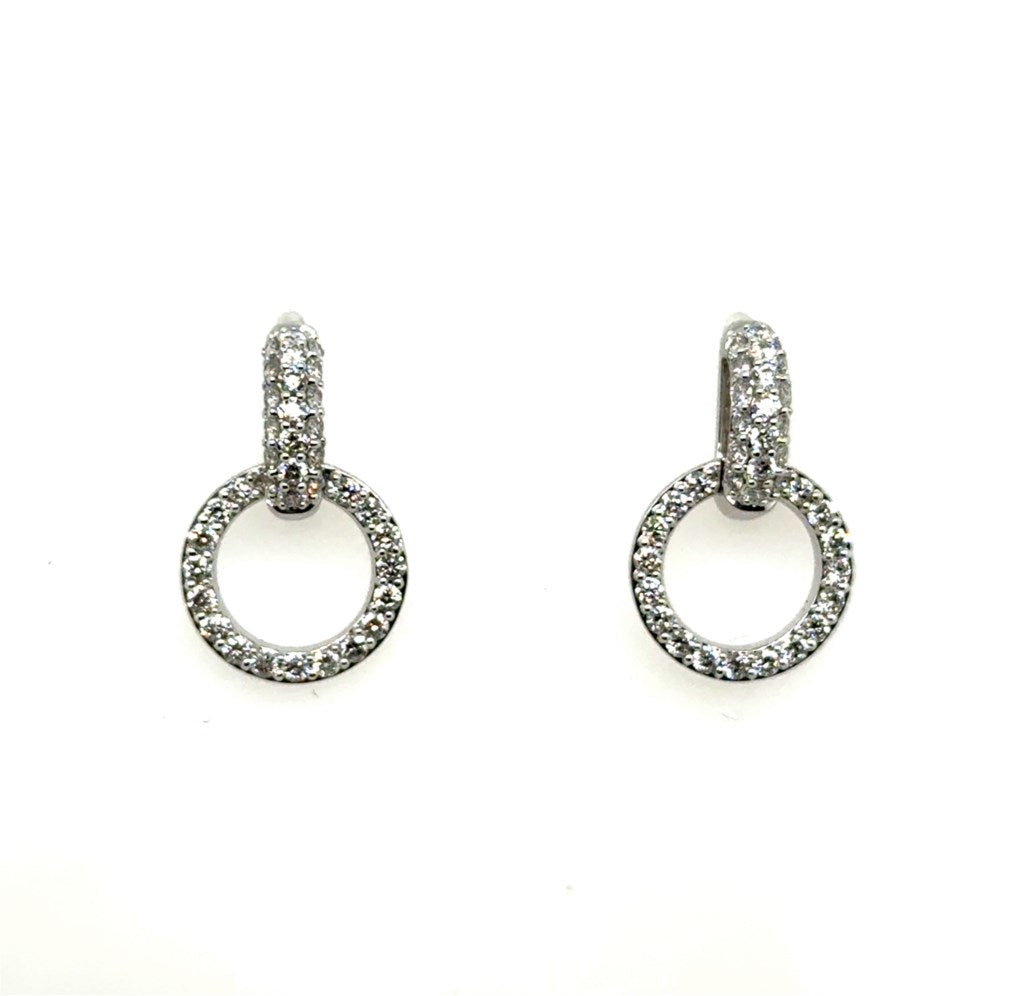 14kt White Gold 1.06Ctw Diamond Circular Drop Earrings