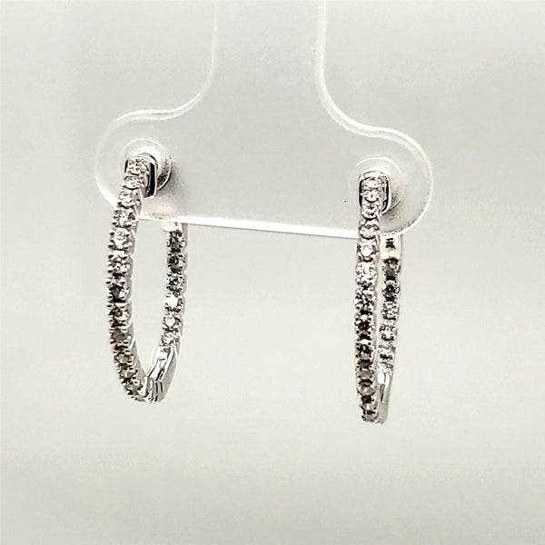 14kt White Gold Inside Outside Diamond Hoop Earrings