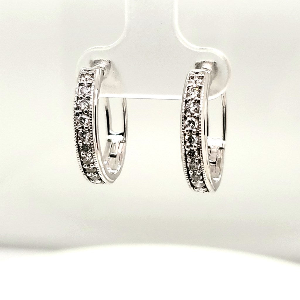 14kt White Gold Diamond Hoop Earrings