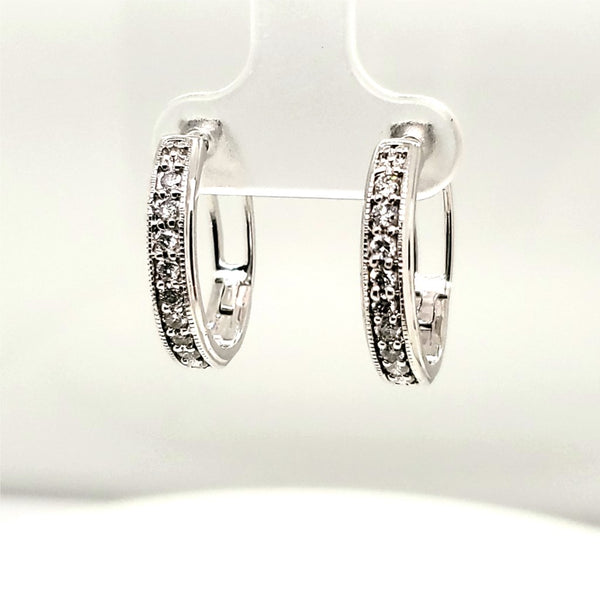 14kt White Gold Diamond Hoop Earrings