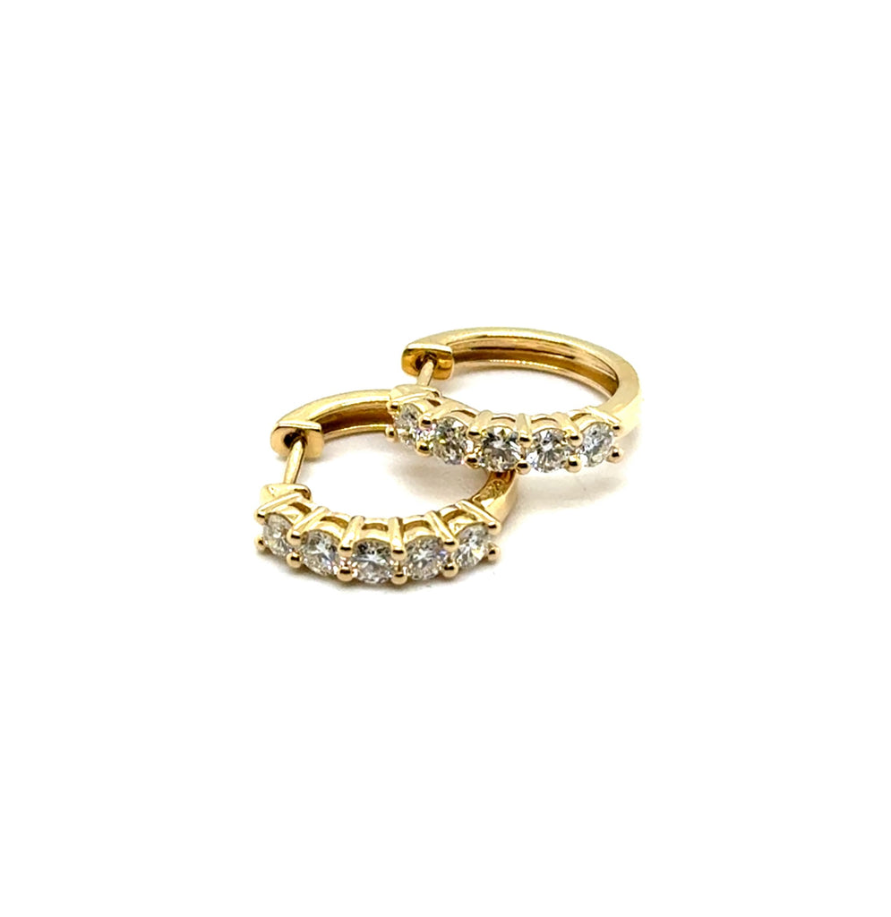 14kt Yellow Gold 1.00Ctw Diamond Huggie Hoop Earrings