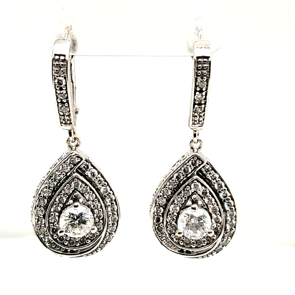 14kt White Gold Dangle Diamond Earrings