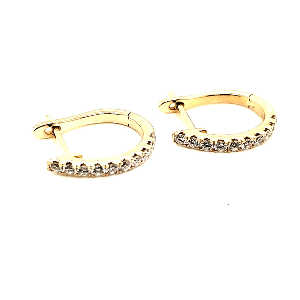 14kt Yellow Gold Shared Prong 0.31Ctw Huggie Hoop Diamond Earrings